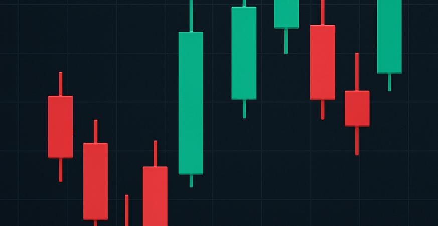 Stock candlestick chart showing market trends.