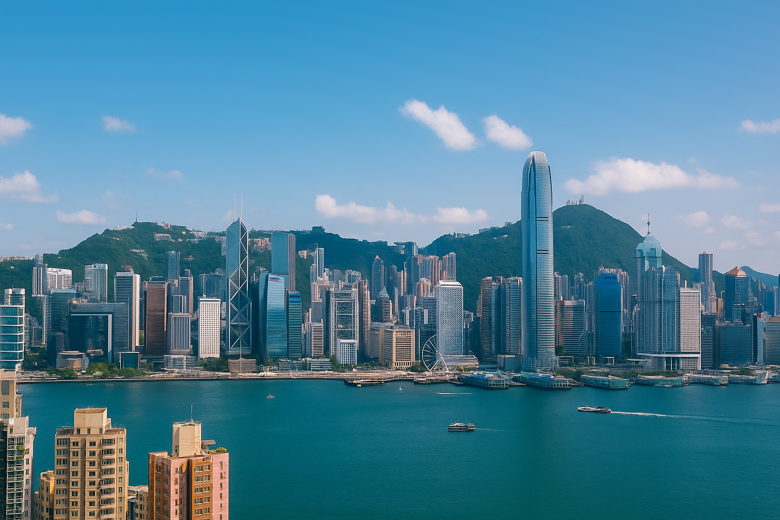 Hong Kong skyline and harbor view