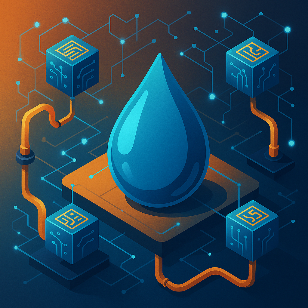 Digital water droplet with circuit connections