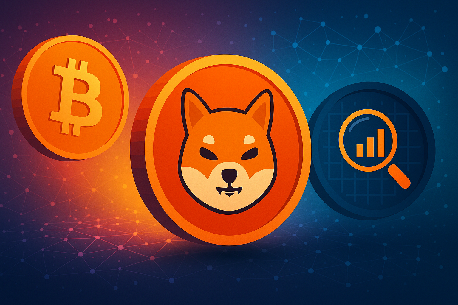 Abstract crypto market data and token icons symbolizing memecoin and InfoFi trends