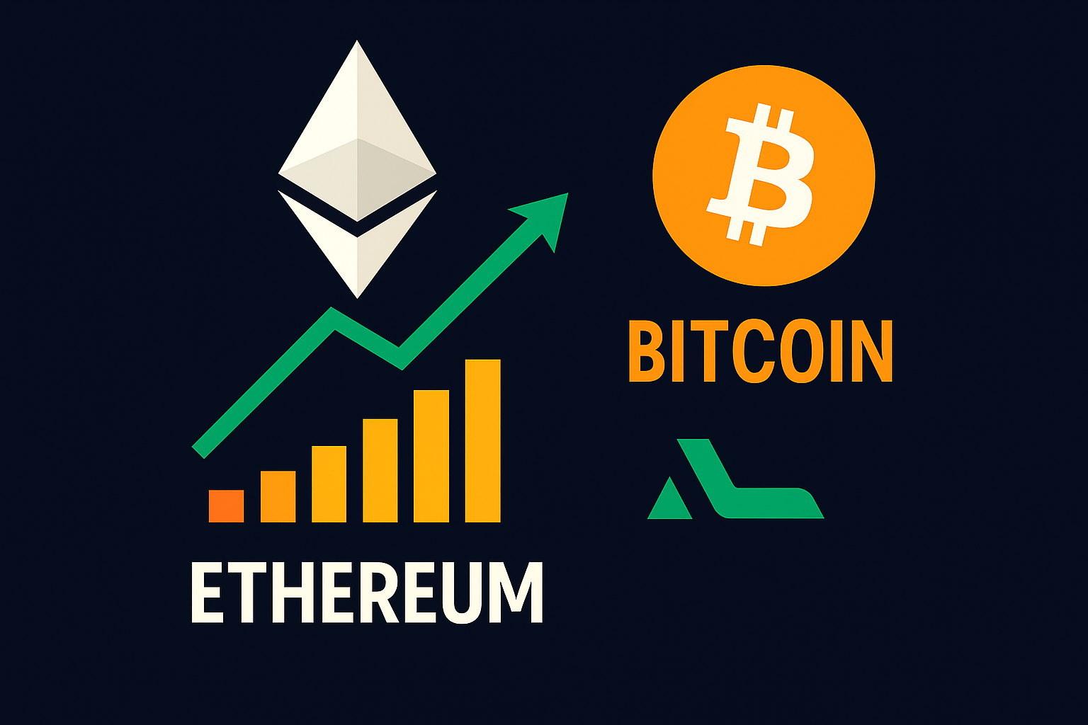 Cryptocurrency growth: Ethereum rising, Bitcoin stable